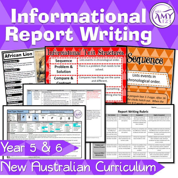 Information Report Writing Unit -Year 5 and 6- Aligned with ACARA