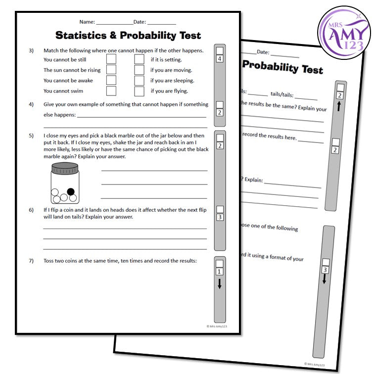 Year 4 Statistics & Probability Maths Test Pack- Australian Curriculum
