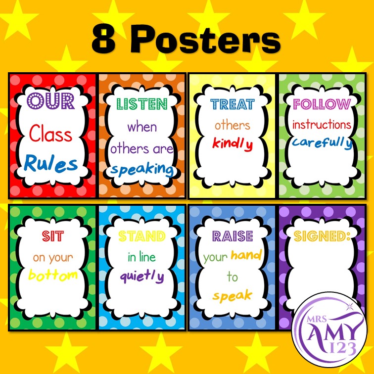 Welcome Banner and Classroom Rules in Rainbow