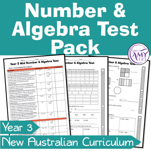 Year 3 Number & Algebra Maths Test Pack- Australian Curriculum