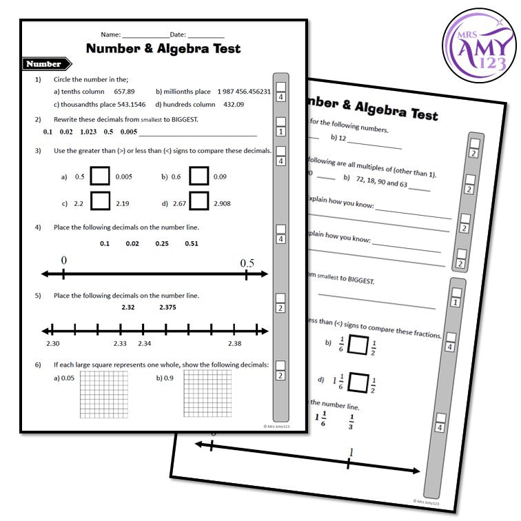 Year 5 Number & Algebra Maths Test Pack- Australian Curriculum