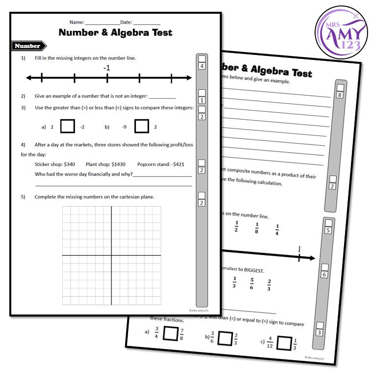 Year 6 Number & Algebra Maths Test Pack- Australian Curriculum