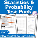 Year 5 Maths - Statistics & Probability Test Pack - Australian Curriculum