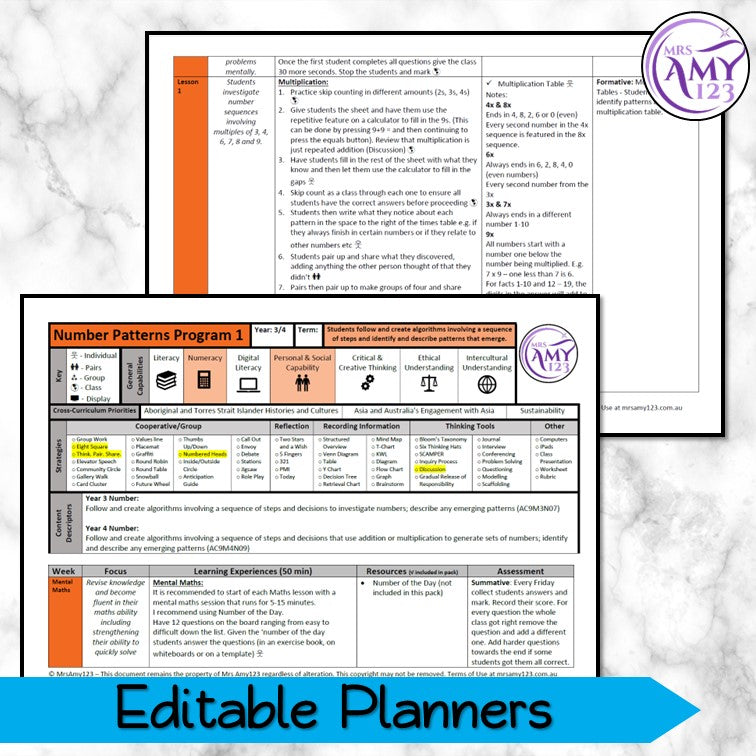 Year 3/4 Composite Maths Program Bundle- Australian Curriculum