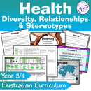 Year 3 & 4 Health - Diversity, Relationships & Stereotypes Unit - Australian Curriculum