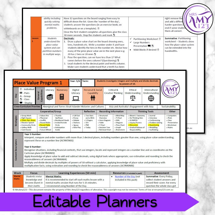 Year 5/6 Composite Maths Program Bundle- Australian Curriculum