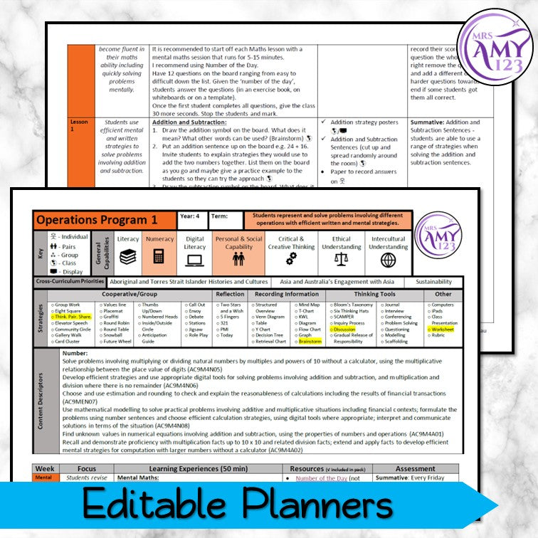 Year 4 Operations Maths Program