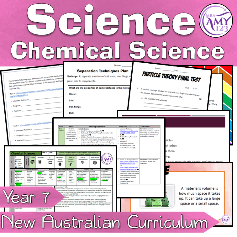 Year 7 Australian Curriculum Chemical Science Unit V9