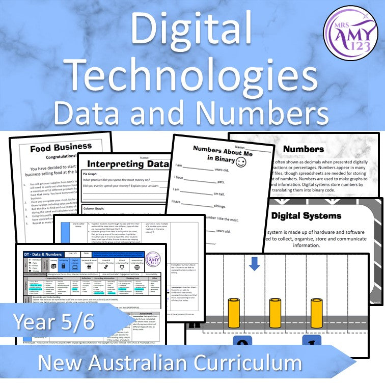Year 5 & 6 Technologies - Numbers & Data Unit - Australian Curriculum