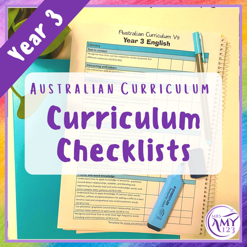 Year 3 Australian Curriculum Checklists