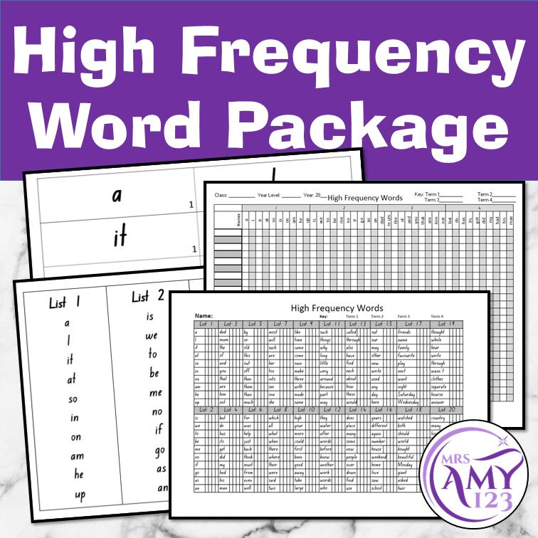 High Frequency Words Pack- Flash Cards, Checklists and More!