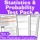 Year 6 Maths - Statistics & Probability Mathematics Test Pack - Australian Curriculum