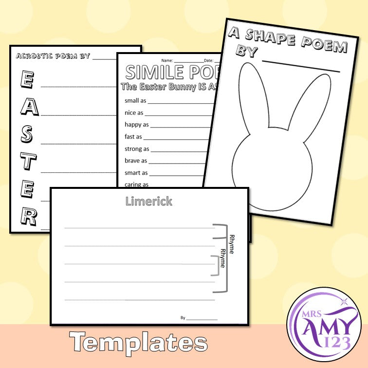 Easter Poetry Writing- Prompts, Templates and Rubric!