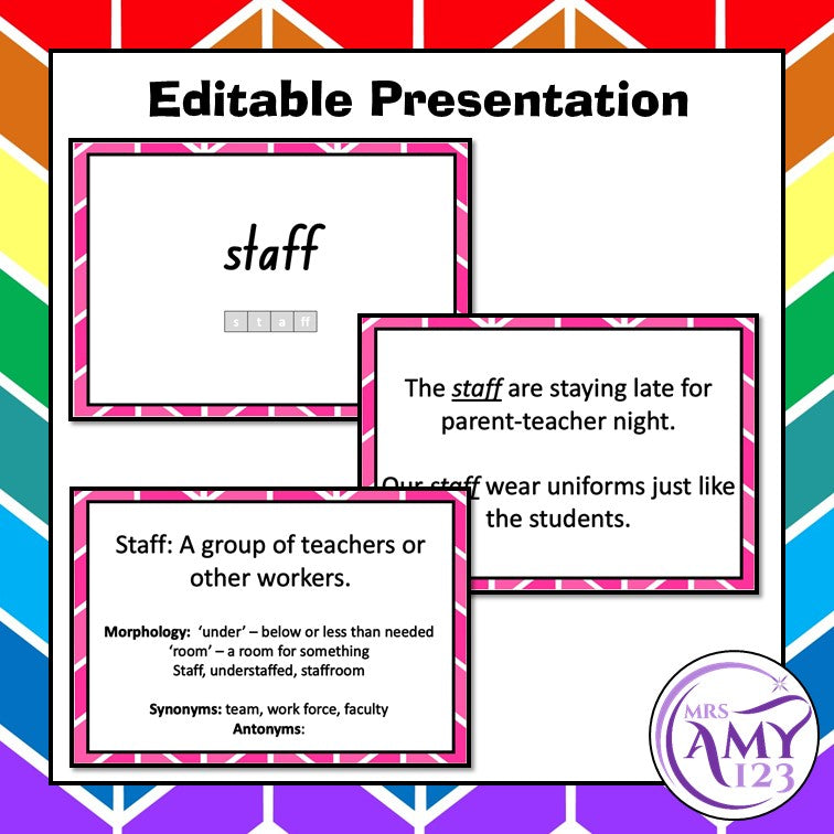 Collection Vocabulary Pack- Word Lists, Flash Cards & Activities