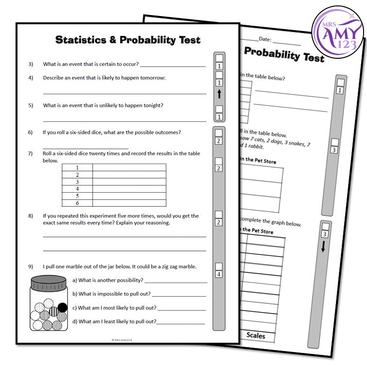 Year 3 Maths - Statistics & Probability Test Pack - Australian Curriculum