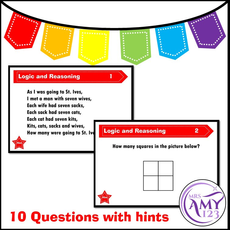 Logic and Reasoning Problem Solving Task Cards, PP and Worksheet