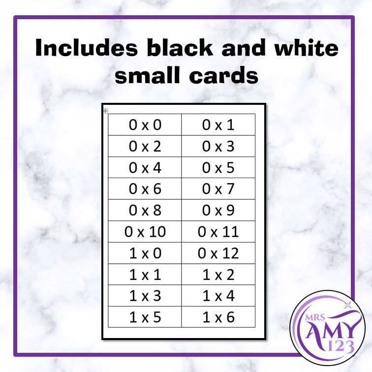 Multiplication/Times Table Flash Cards