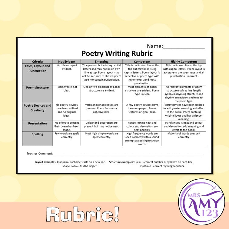 Easter Poetry Writing- Prompts, Templates and Rubric!