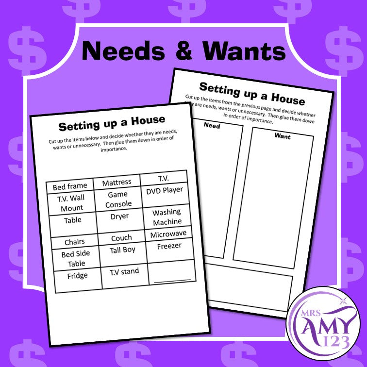 Moving Out Budgeting Activity- Money, Financial Planning, Needs & Wants