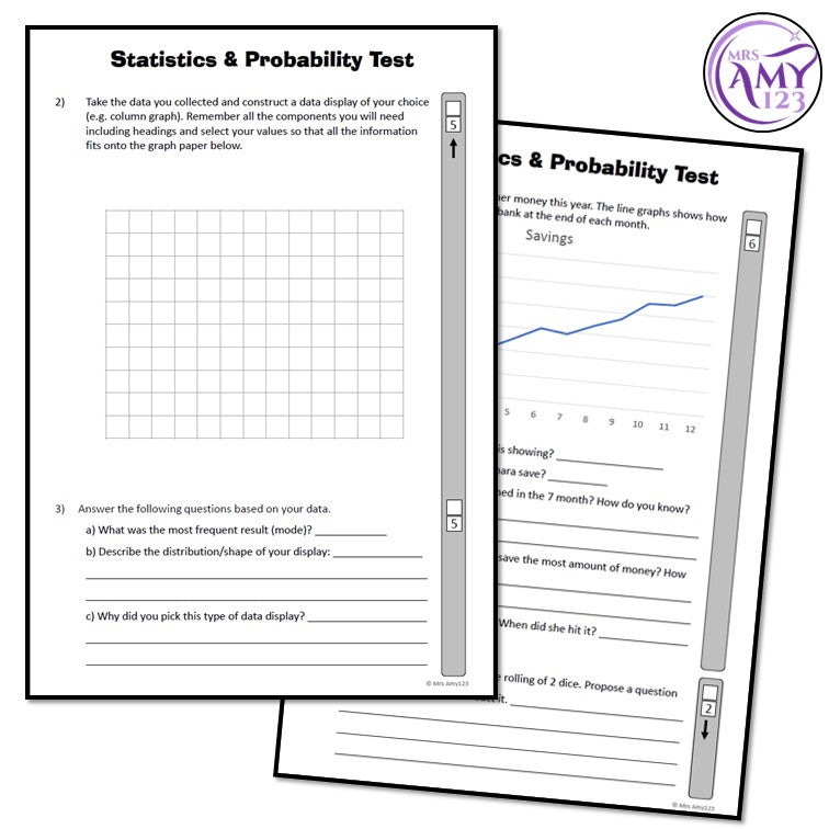 Year 5 Maths - Statistics & Probability Test Pack - Australian Curriculum