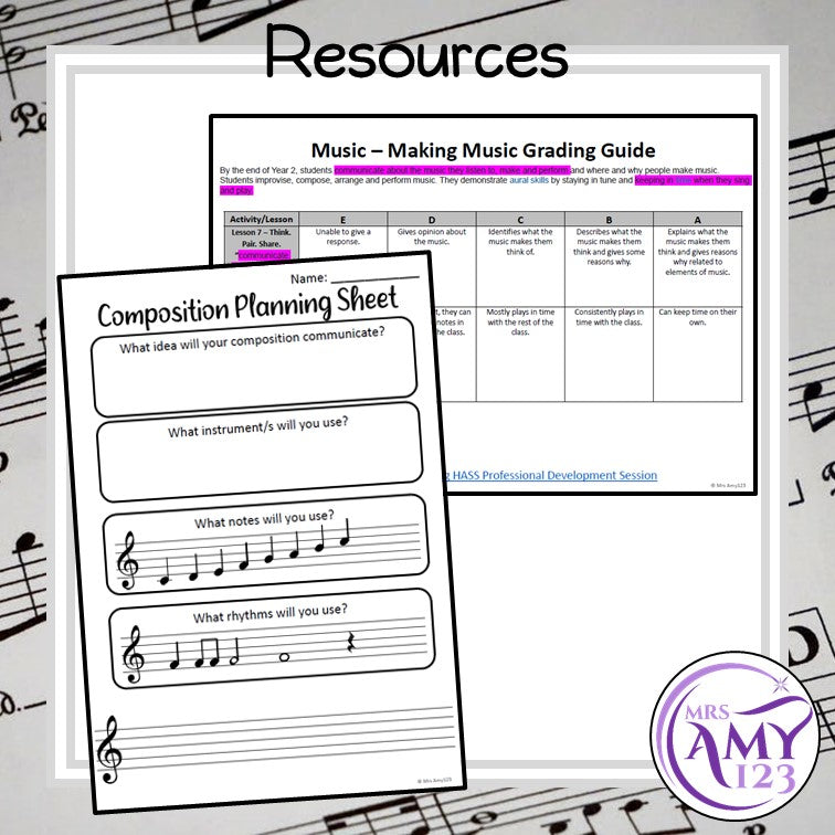 Australian Curriculum Year 1/2 Making Music Unit