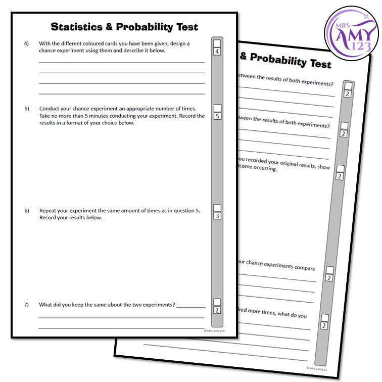 Year 6 Statistics & Probability Maths Test Pack- Australian Curriculum