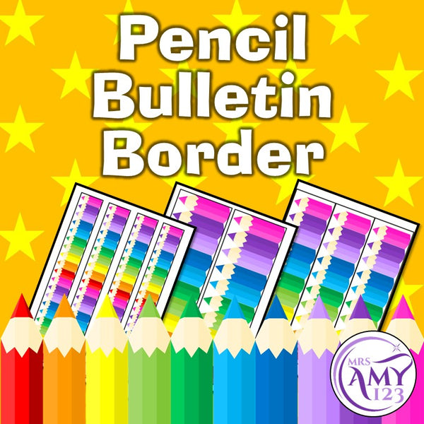 Pencil Bulletin Border-Rainbow