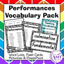 Performance Vocabulary Pack - Word Lists, Flash Cards & Activities