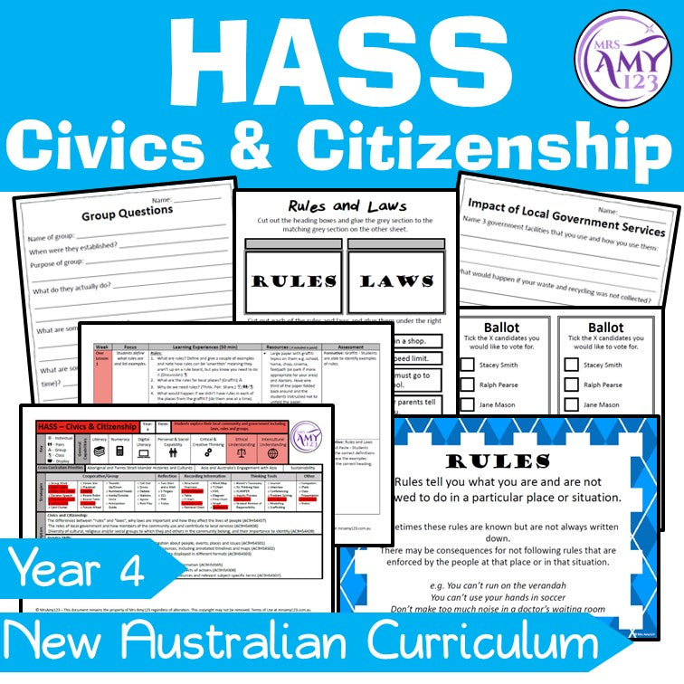 Year 4 Australian Curriculum HASS- Community & Government - Civics & Citizenship