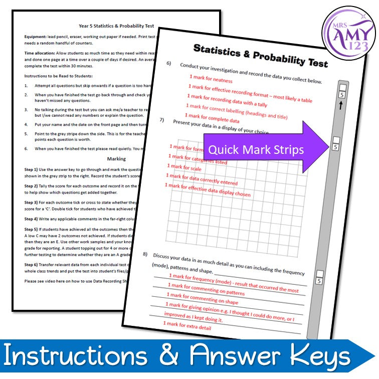 Year 5 Maths - Statistics & Probability Test Pack - Australian Curriculum