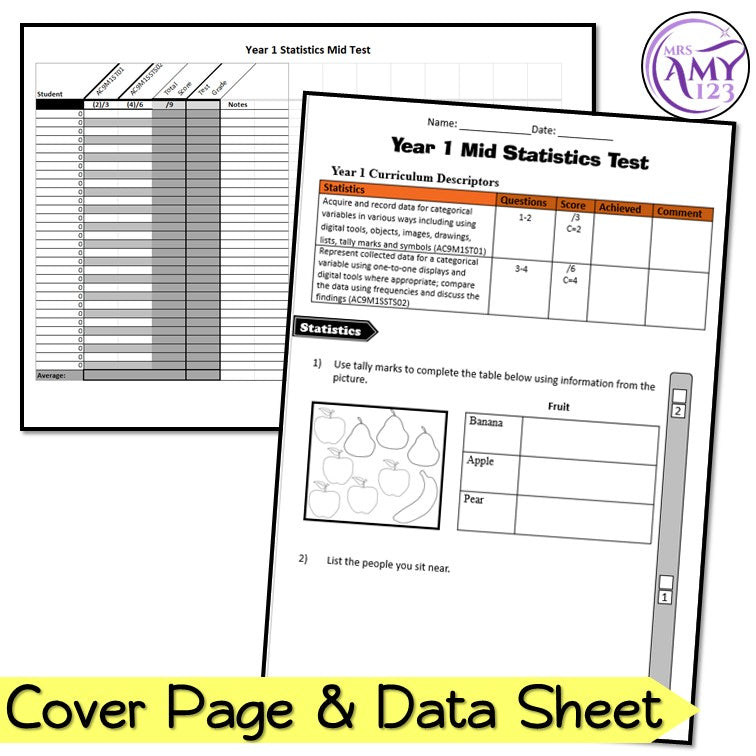 Year 1 Maths - Statistics & Probability Test Pack - Australian Curriculum