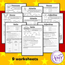 Christmas Parts of Speech (Grammar) Worksheets- Nouns, Verbs, Adjectives & more
