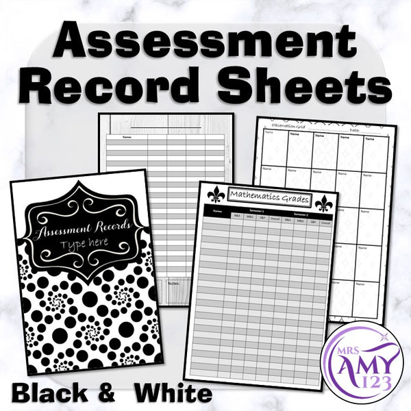 Assessment Record Templates - Black and White