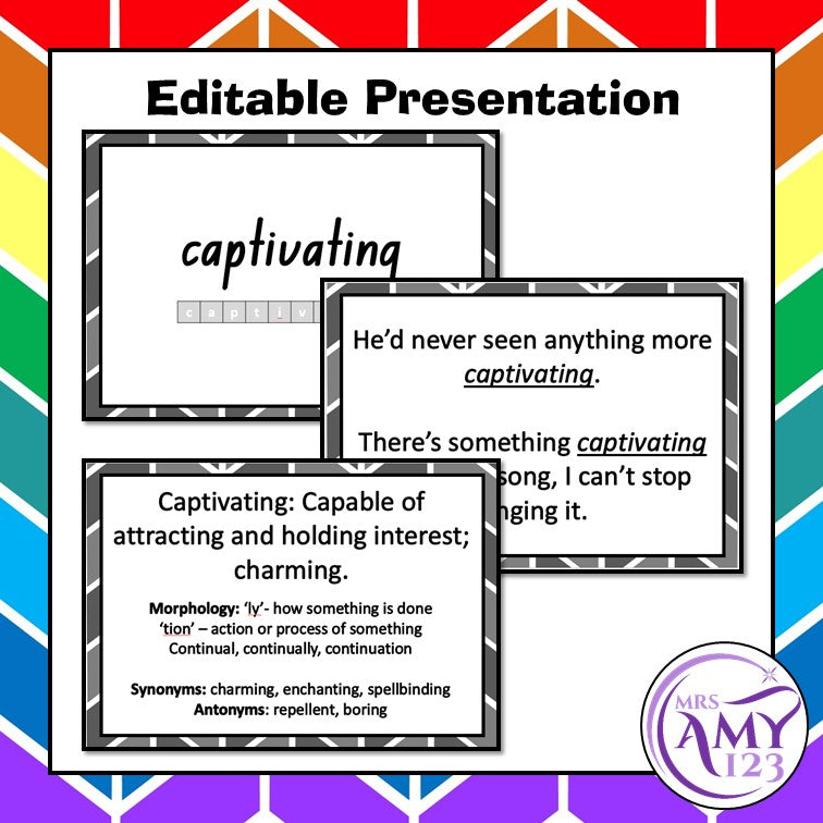 Performance Vocabulary Pack - Word Lists, Flash Cards & Activities