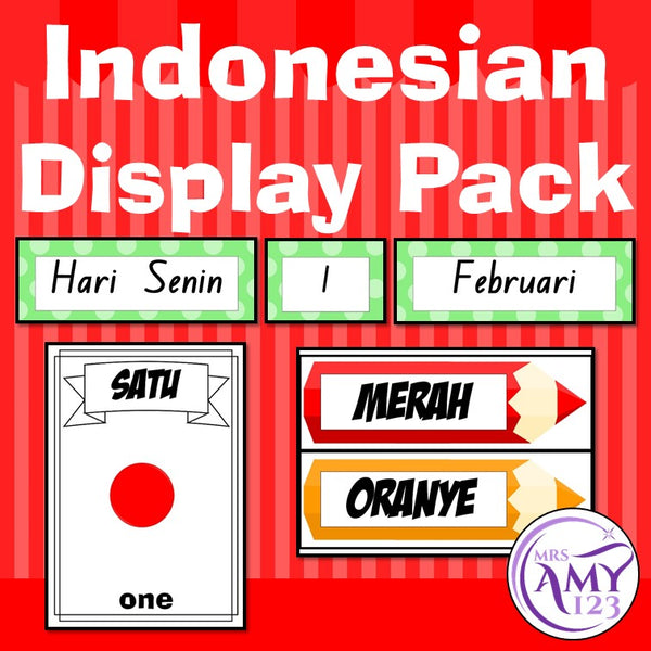 Indonesian Display Pack - Numbers, Colours & Calendar