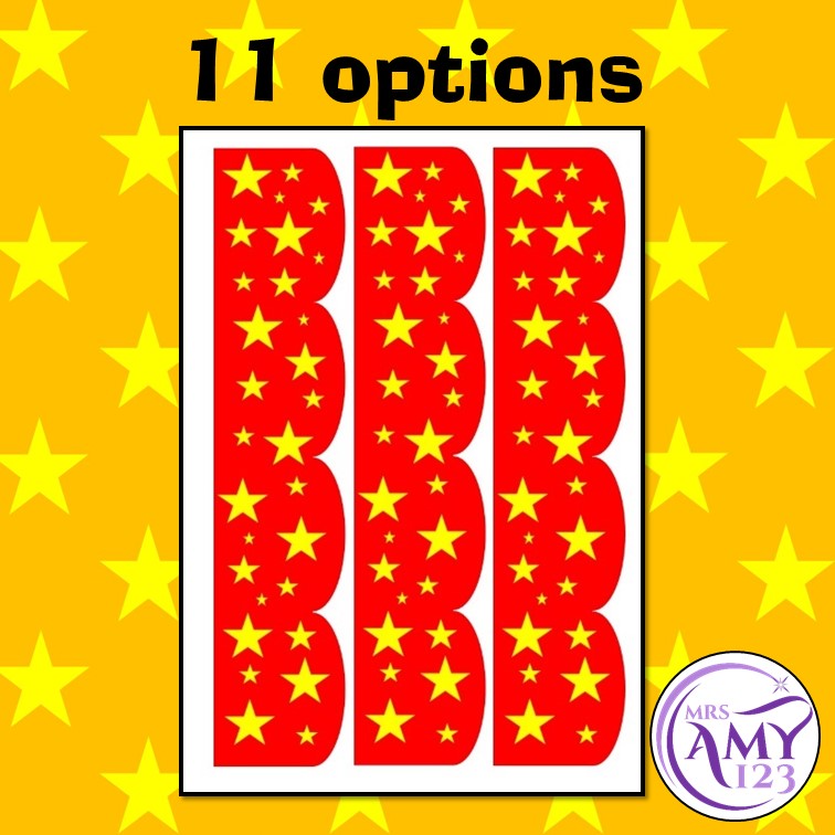 Star Bulletin Borders- Rainbow, Red, Orange, Blue, Green, Purple, Pink