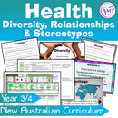 Year 3 & 4 Health - Diversity, Relationships & Stereotypes Unit - Australian Curriculum