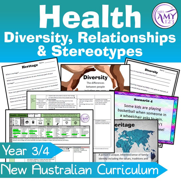 Australian Curriculum Year 3/4 Diversity, Relationships & Stereotypes Health Unit