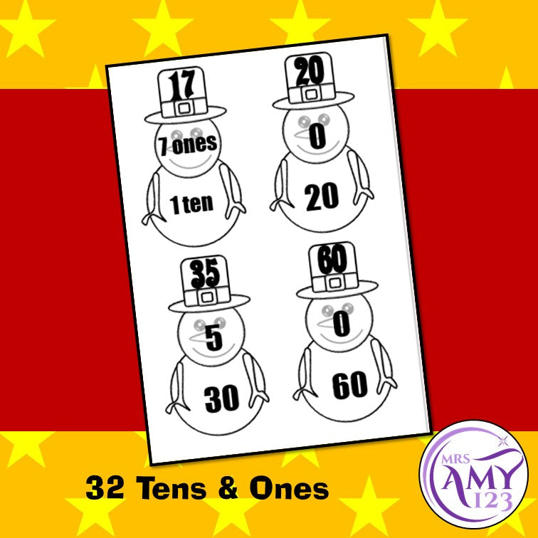 Christmas Snowmen Place Value Activity