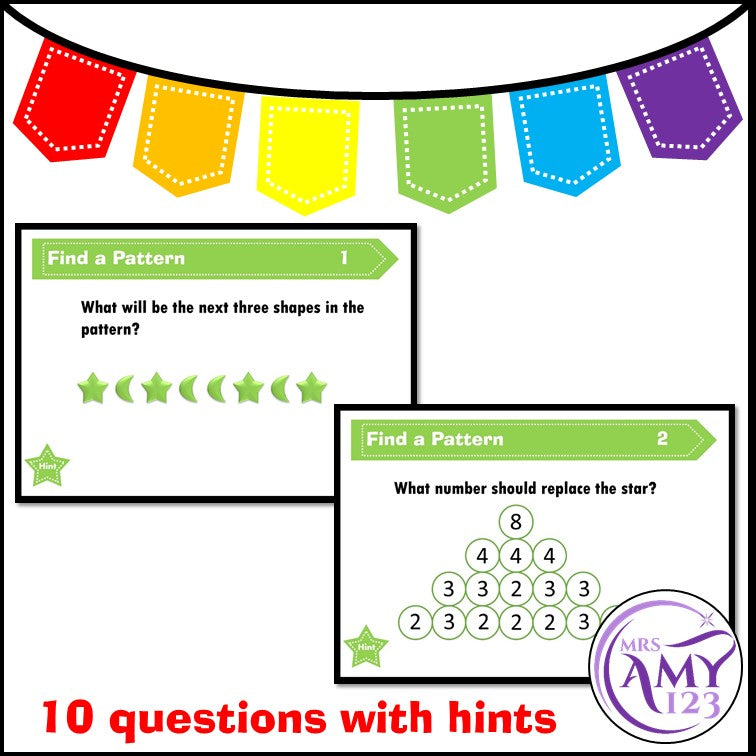 Find a Pattern Problem Solving PowerPoint, Task Cards and Worksheet