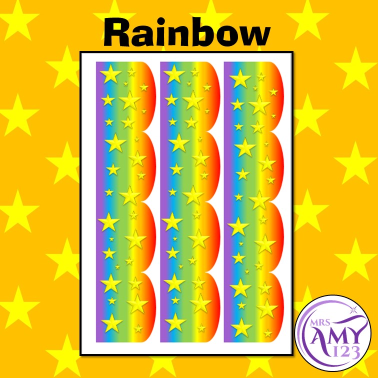 Star Bulletin Borders- Rainbow, Red, Orange, Blue, Green, Purple, Pink