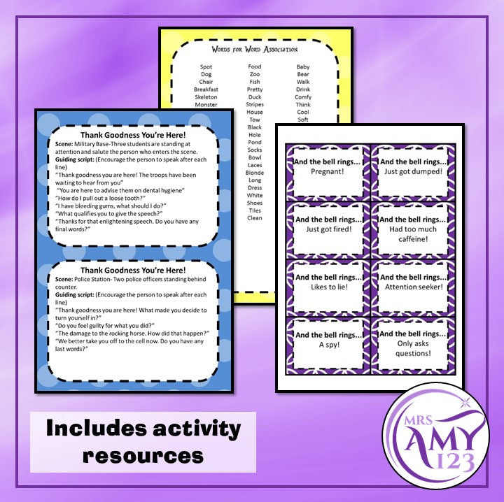 Improvisation Worksheet Interaction and Improvisation - Drama Activities