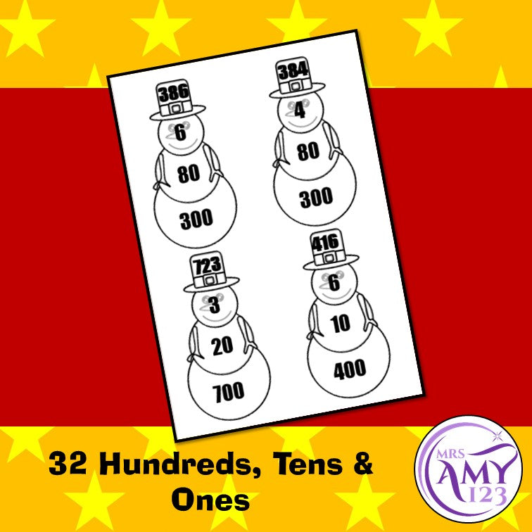 Christmas Snowmen Place Value Activity