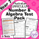Year 7 Maths - Number & Algebra Test Pack - Australian Curriculum