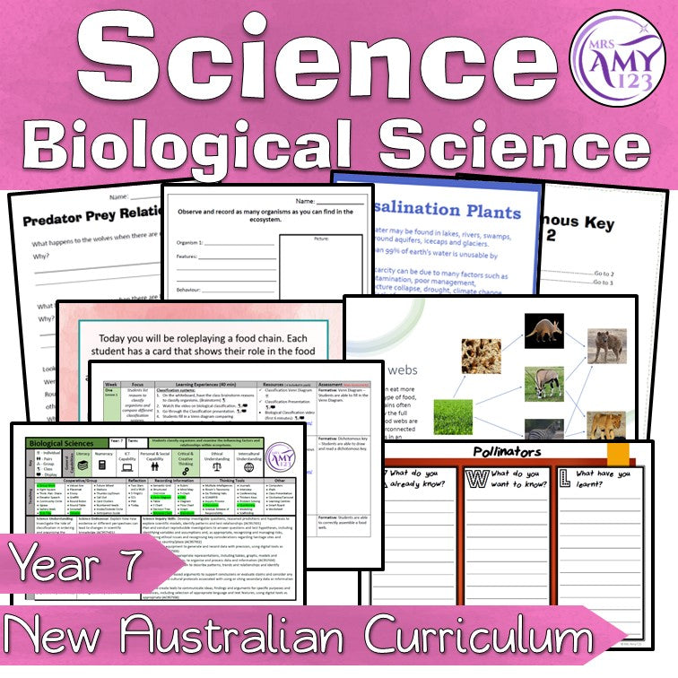 Year 7 Australian Curriculum Biological Science Unit V9