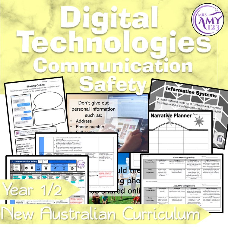Australian Curriculum Year 1 & 2 Digital Technologies Communication Safety Unit