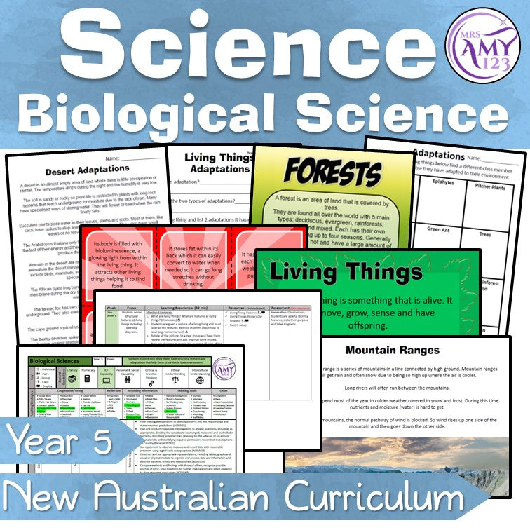 Year 5 Science - Biological Science Living Things - Australian Curriculum