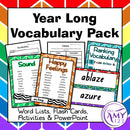 Year Long Vocabulary Bundle - Word Lists, Flash Cards & Activities