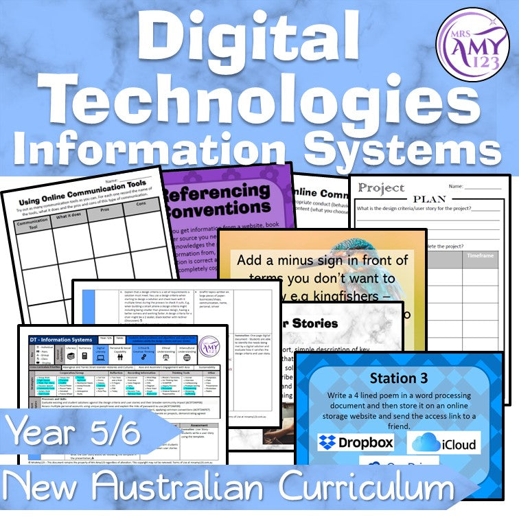 Australian Curriculum Year 5 & 6 Digital Technology Information Systems Unit