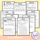 Easter Parts of Speech (Grammar) Worksheets- Nouns, Verbs, Adjectives & More